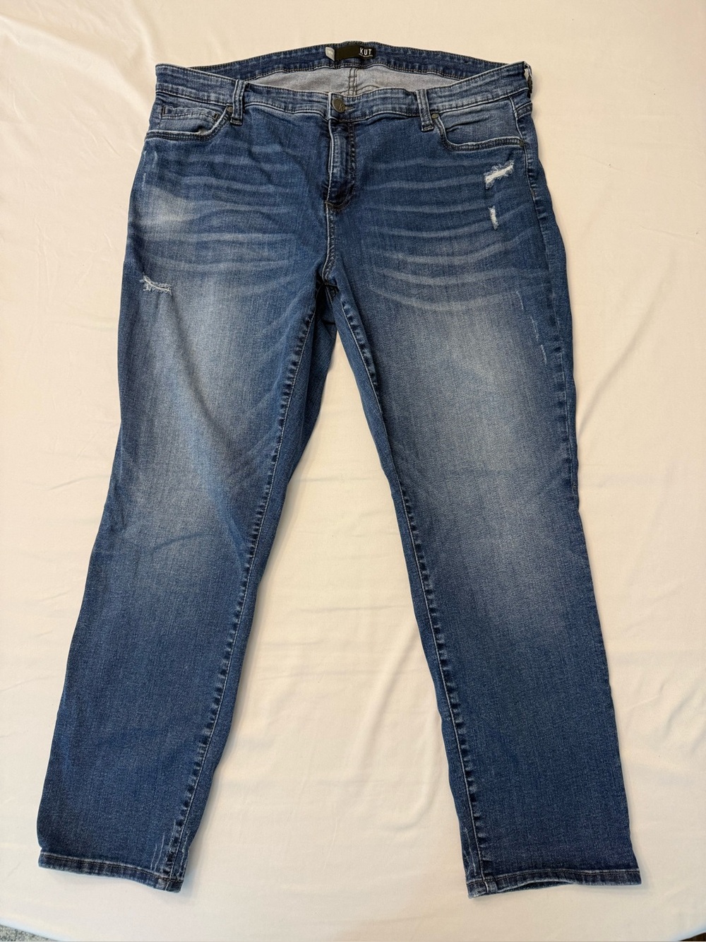 KUT From The Kloth Women’s 18W Distressed Straight Leg Jeans Medium Wash